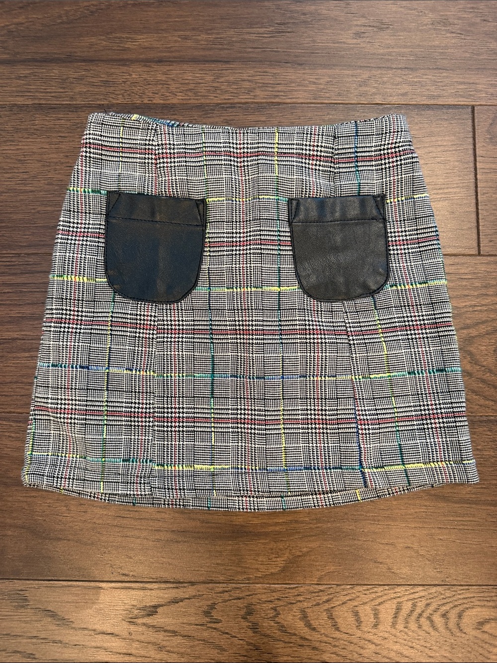 kidpik Black-Pocket Plaid Mini Skirt with Neon Accents Size XXS / 4 - C45-083